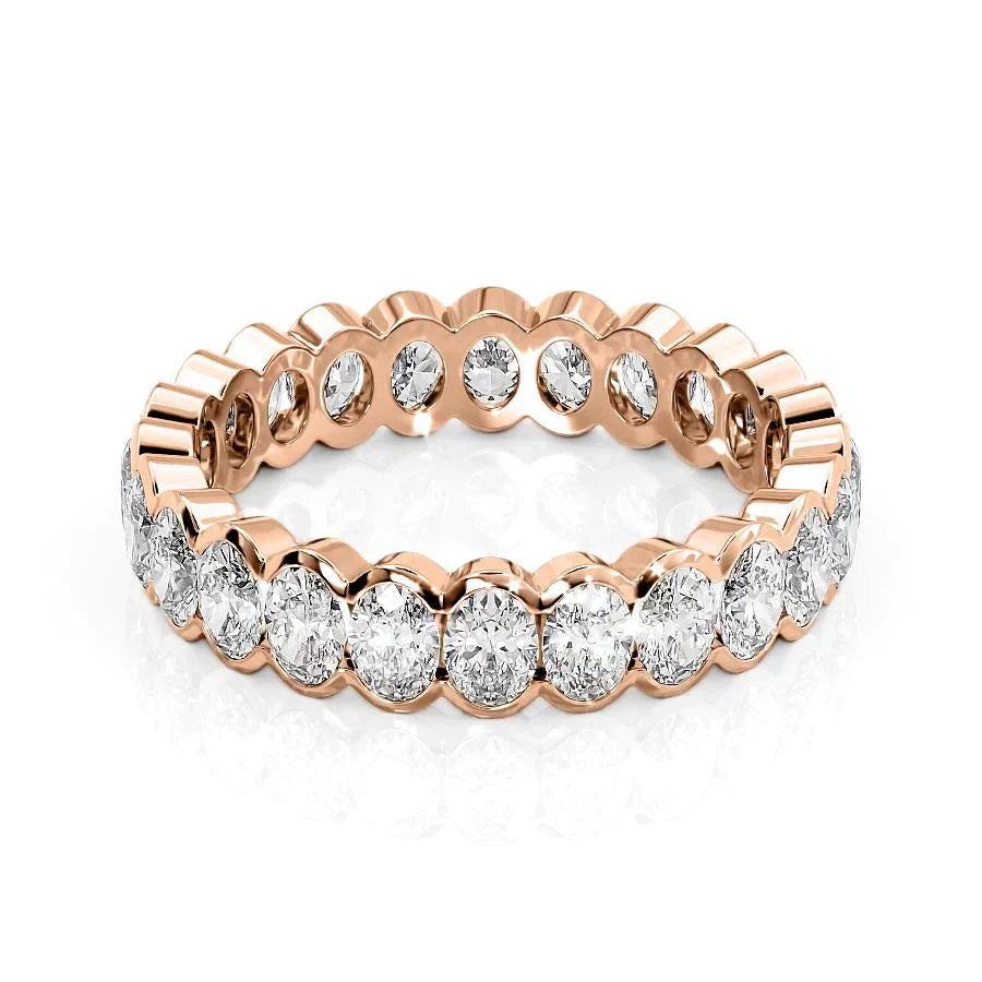 Oval Lab Grown Diamond Half Bezel Eternity Band, EF Color, VS Clarity, IGI Certified