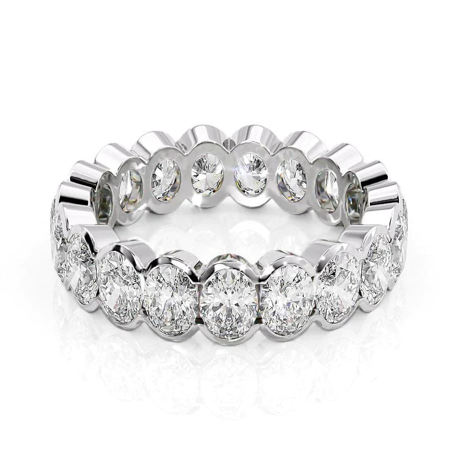 Oval Lab Grown Diamond Half Bezel Eternity Band, EF Color, VS Clarity, IGI Certified