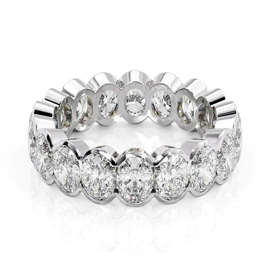Oval Lab Grown Diamond Half Bezel Eternity Band, EF Color, VS Clarity, IGI Certified