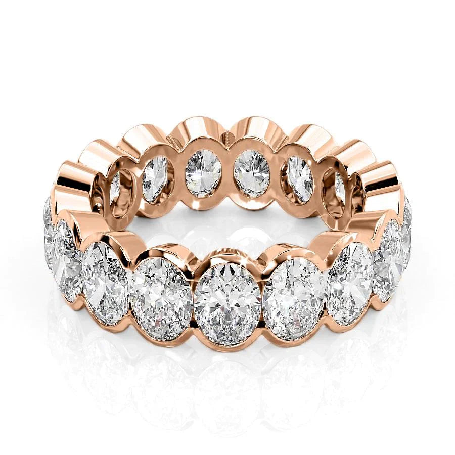 Oval Lab Grown Diamond Half Bezel Eternity Band, EF Color, VS Clarity, IGI Certified