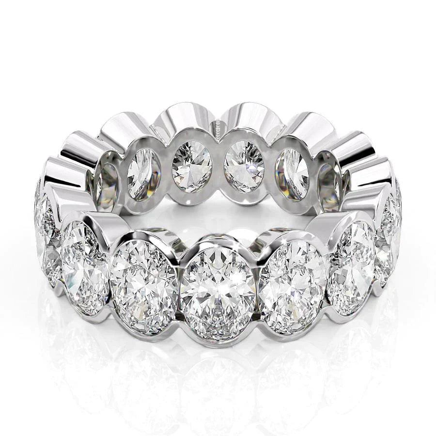 Oval Lab Grown Diamond Half Bezel Eternity Band, EF Color, VS Clarity, IGI Certified
