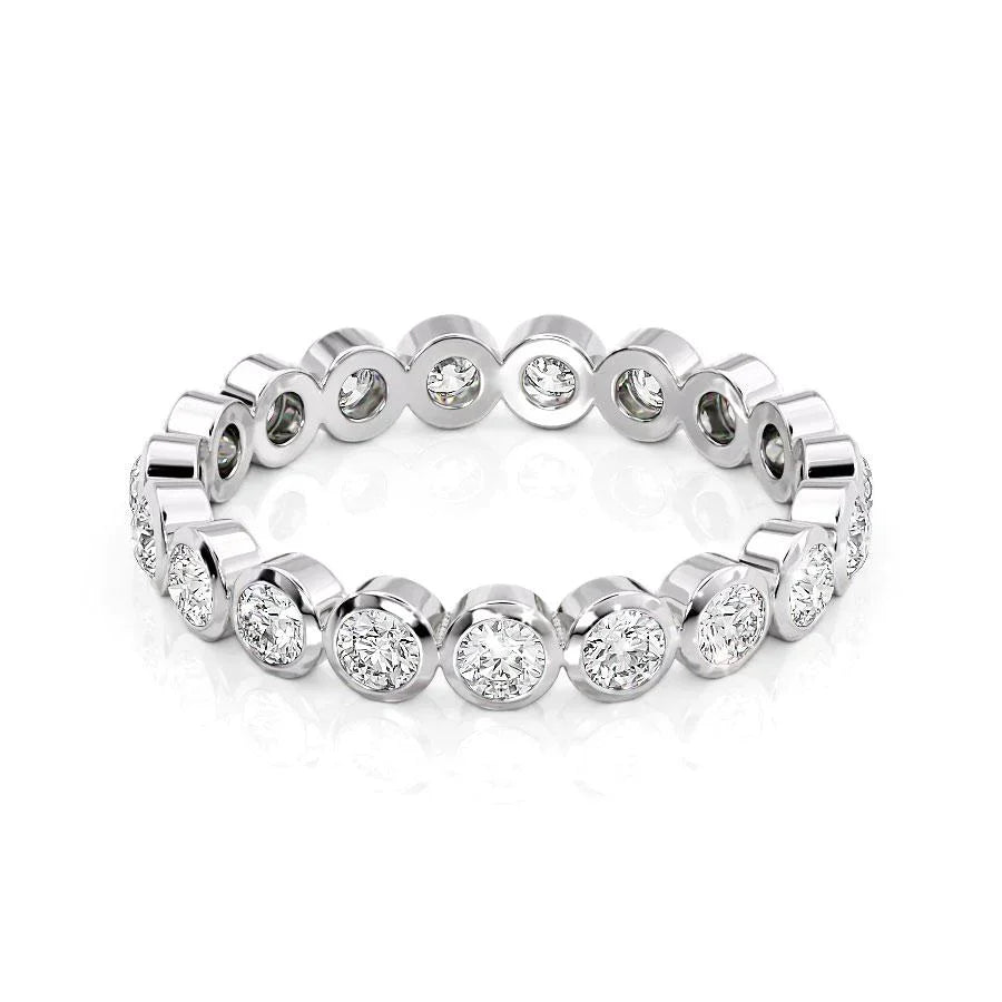 Round Lab Grown Diamond Bezel Set Eternity Band, EF Color, VS Clarity, IGI Certified Ring
