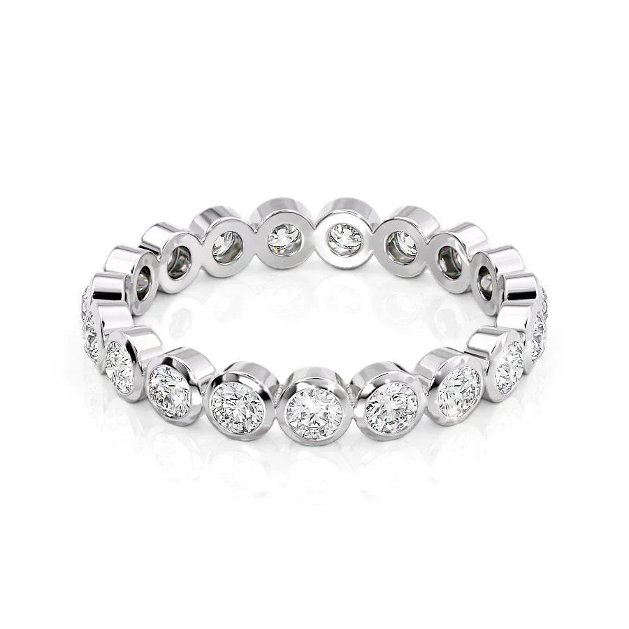 Round Lab Grown Diamond Bezel Set Eternity Band, EF Color, VS Clarity, IGI Certified Ring