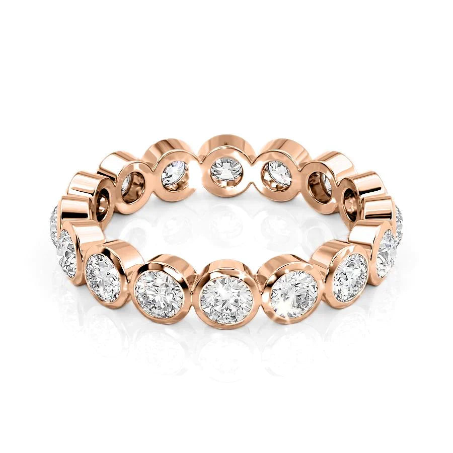 Round Lab Grown Diamond Bezel Set Eternity Band, EF Color, VS Clarity, IGI Certified Ring