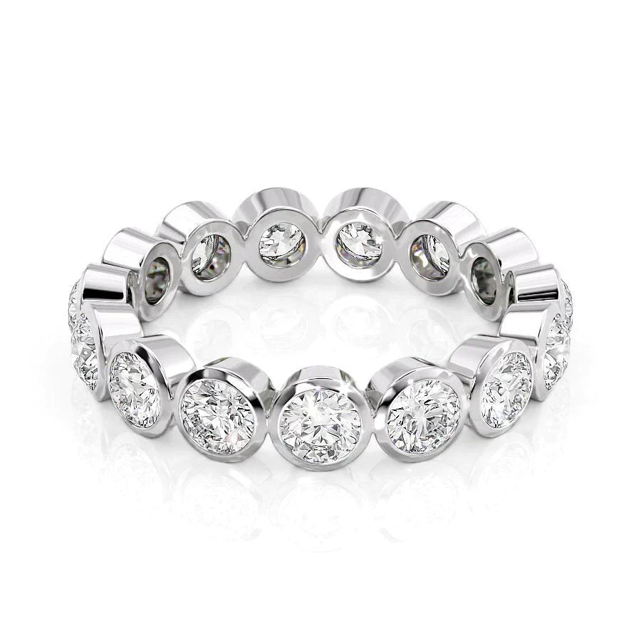 Round Lab Grown Diamond Bezel Set Eternity Band, EF Color, VS Clarity, IGI Certified Ring