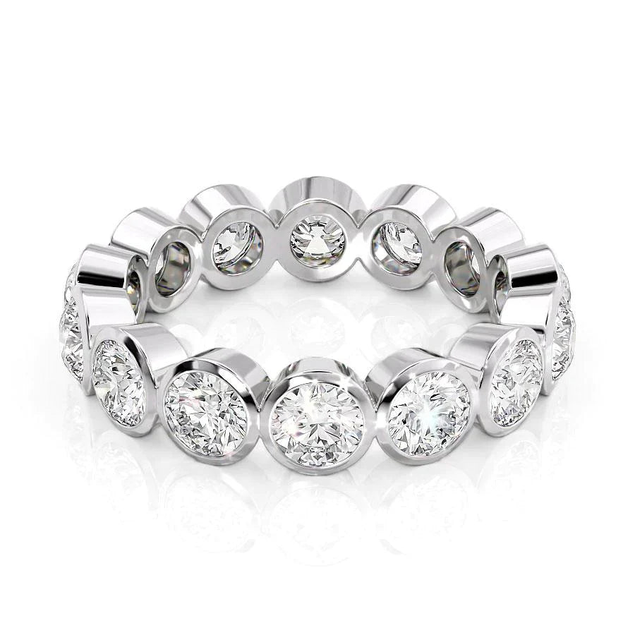 Round Lab Grown Diamond Bezel Set Eternity Band, EF Color, VS Clarity, IGI Certified Ring