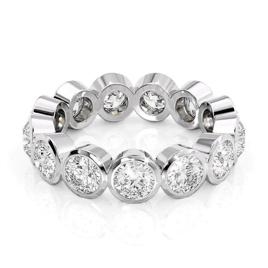Round Lab Grown Diamond Bezel Set Eternity Band, EF Color, VS Clarity, IGI Certified Ring