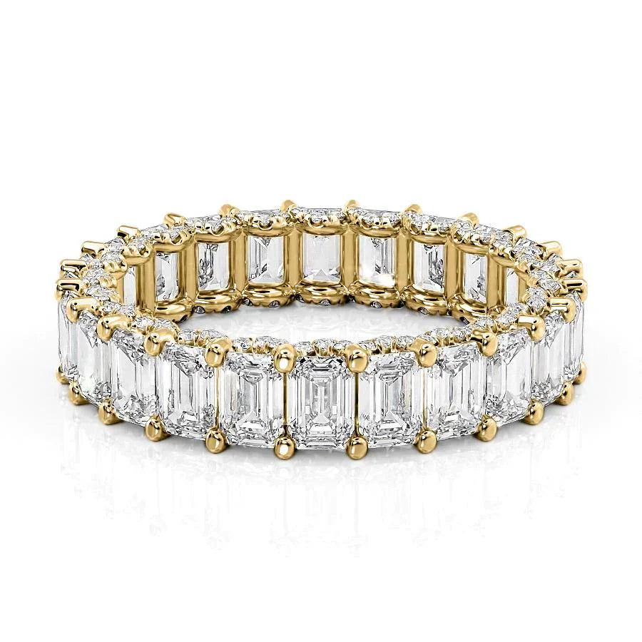 Emerald Lab Grown Diamond U Pave Prong Emerald Eternity, EF Color , VS Clarity