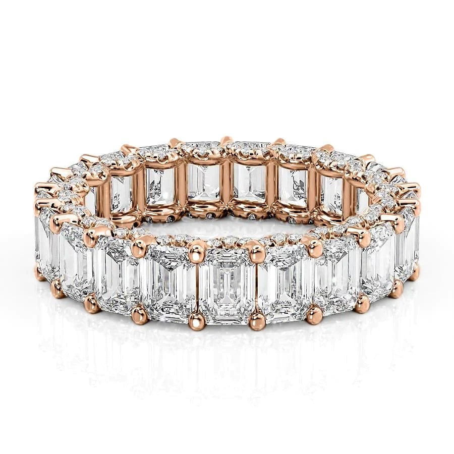 Emerald Lab Grown Diamond U Pave Prong Emerald Eternity, EF Color , VS Clarity