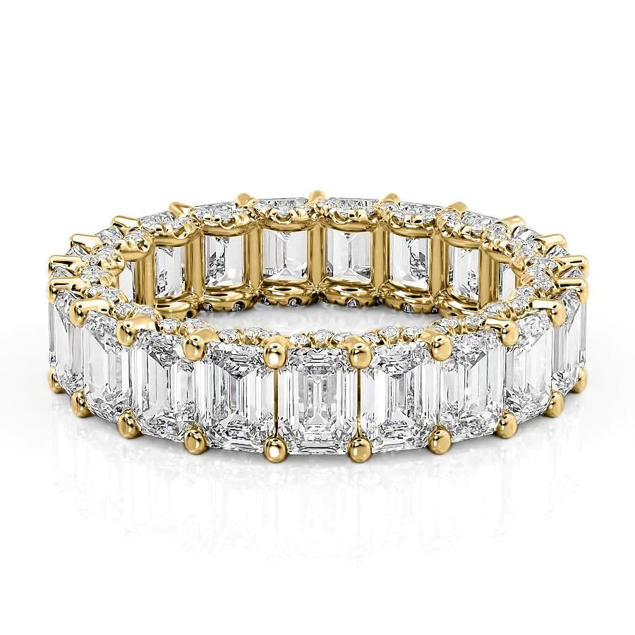 Emerald Lab Grown Diamond U Pave Prong Emerald Eternity, EF Color , VS Clarity