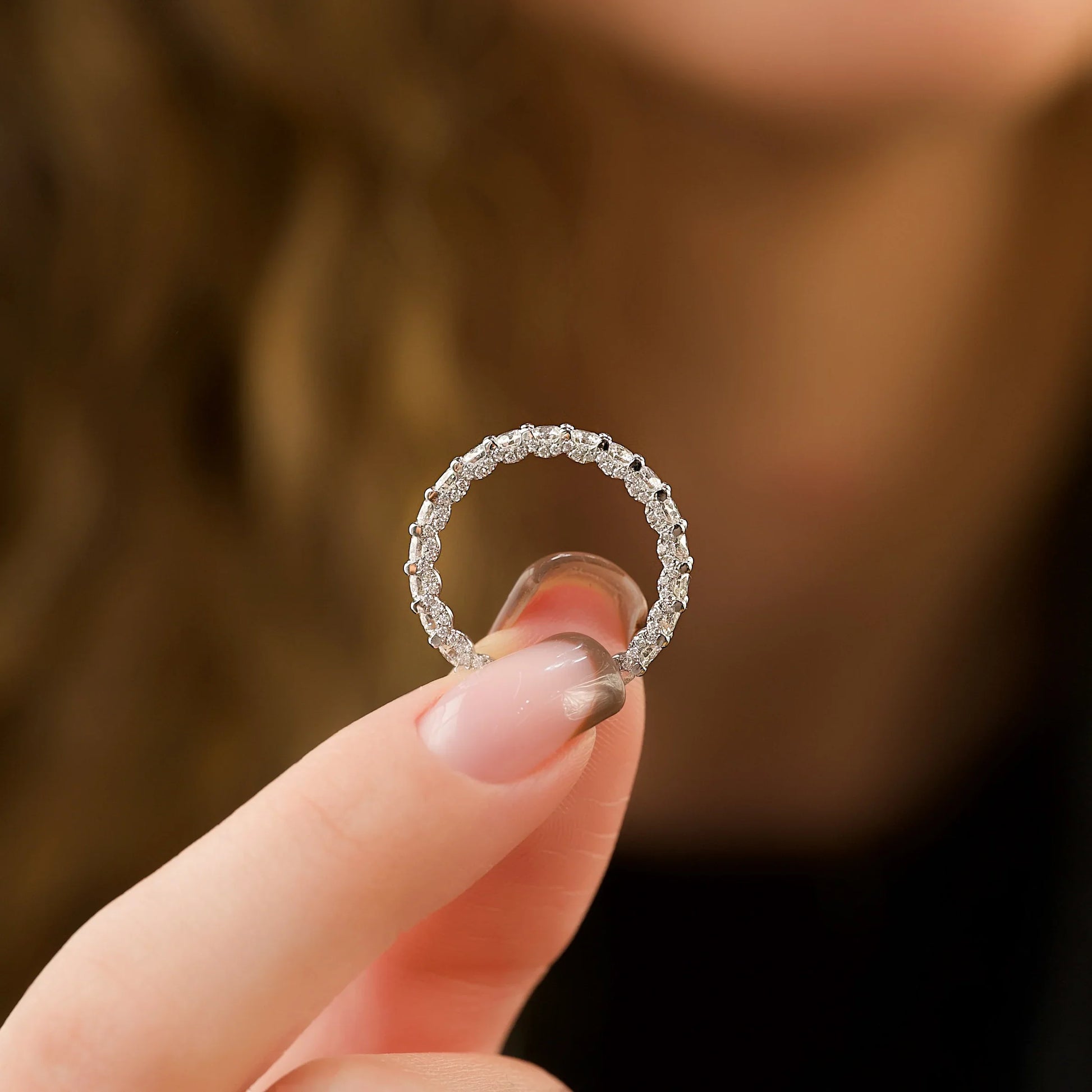 Round Lab Grown Diamond U Pave Prong Eternity band, EF Color, VS Clarity, IGI Certified Ring