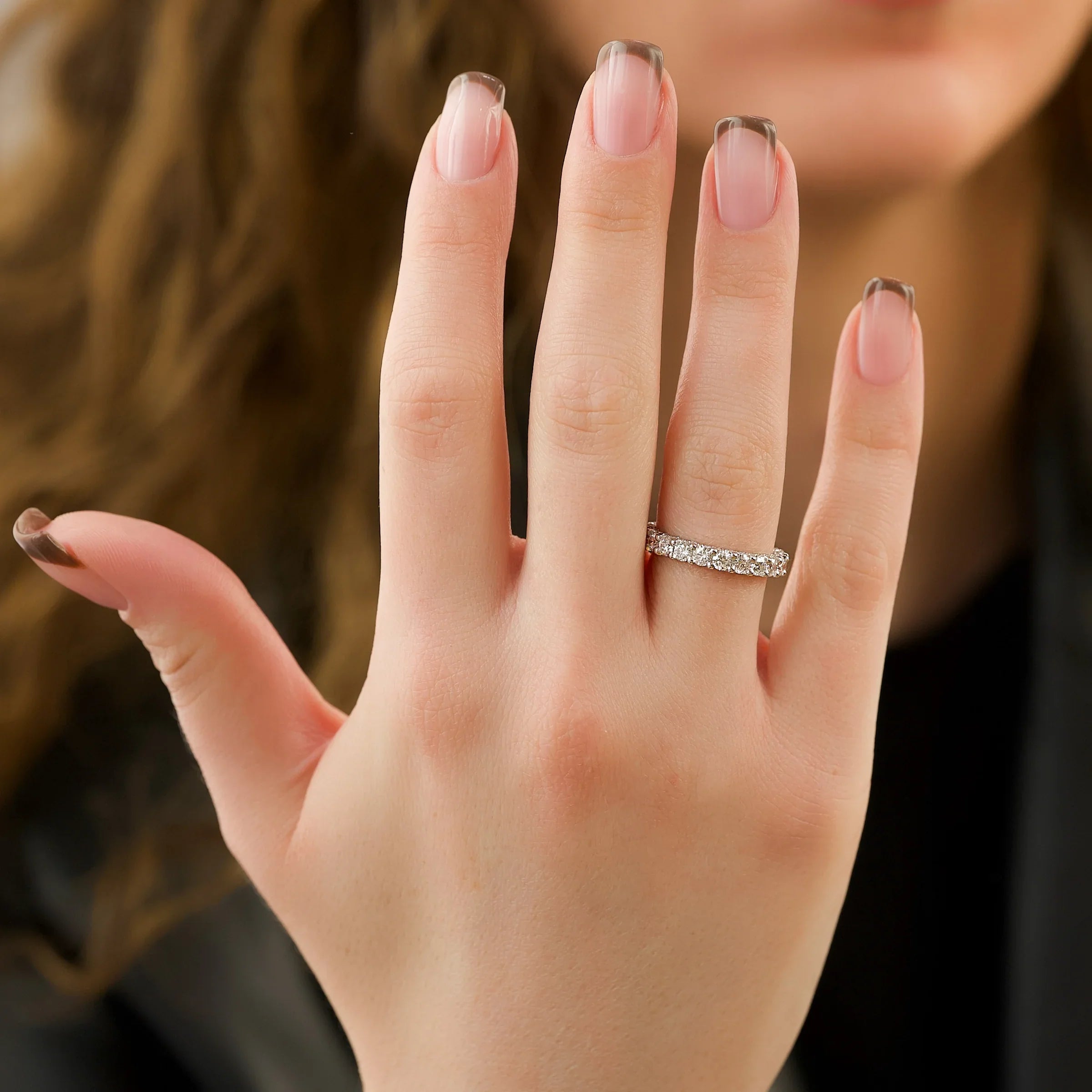 Round Lab Grown Diamond U Pave Prong Eternity band, EF Color, VS Clarity, IGI Certified Ring