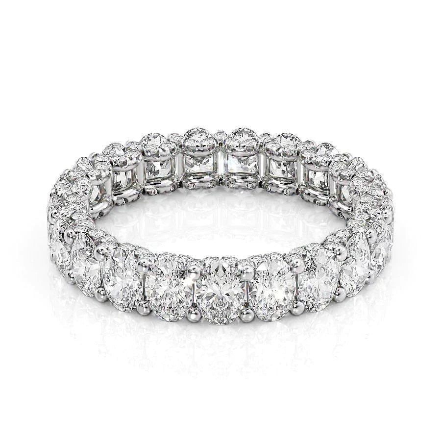 Oval And Round Lab Grown Diamond Oval U Pave Prong Eternity