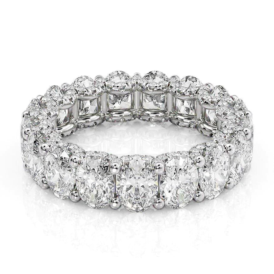 Oval And Round Lab Grown Diamond Oval U Pave Prong Eternity