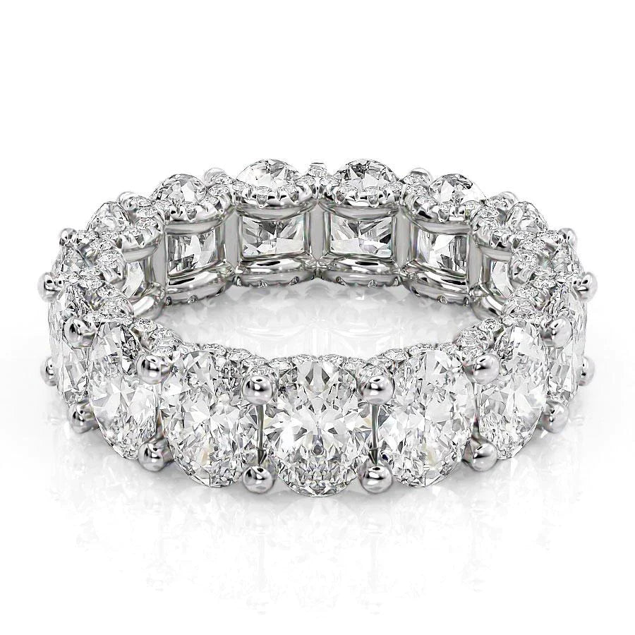 Oval And Round Lab Grown Diamond Oval U Pave Prong Eternity
