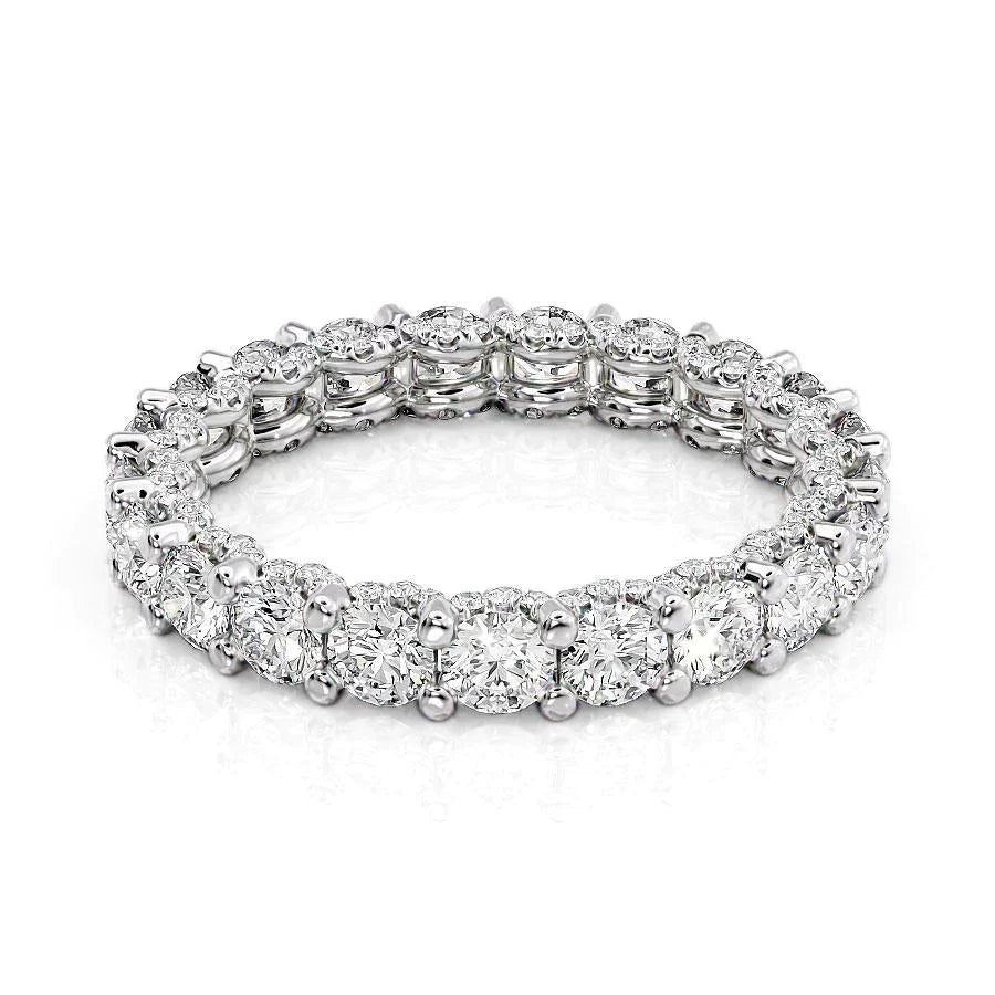Round Lab Grown Diamond U Pave Prong Eternity band, EF Color, VS Clarity, IGI Certified Ring