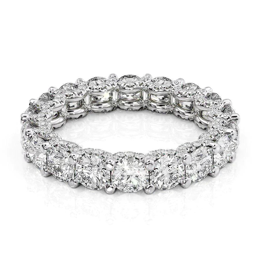 Round Lab Grown Diamond U Pave Prong Eternity band, EF Color, VS Clarity, IGI Certified Ring