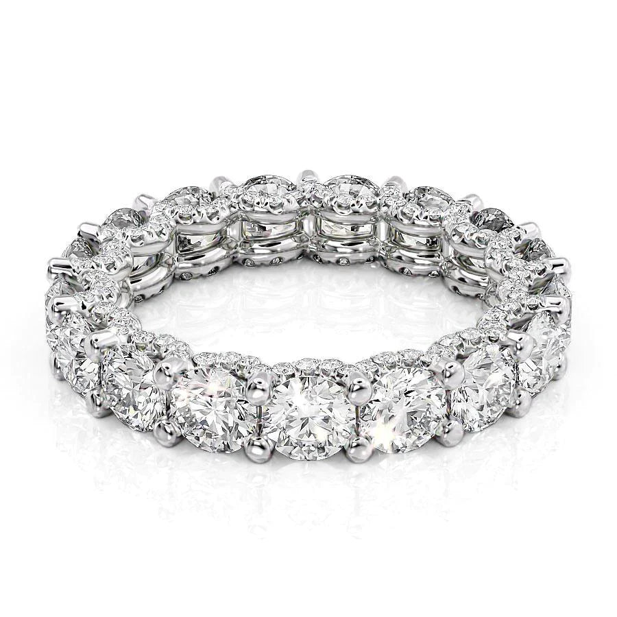 Round Lab Grown Diamond U Pave Prong Eternity band, EF Color, VS Clarity, IGI Certified Ring