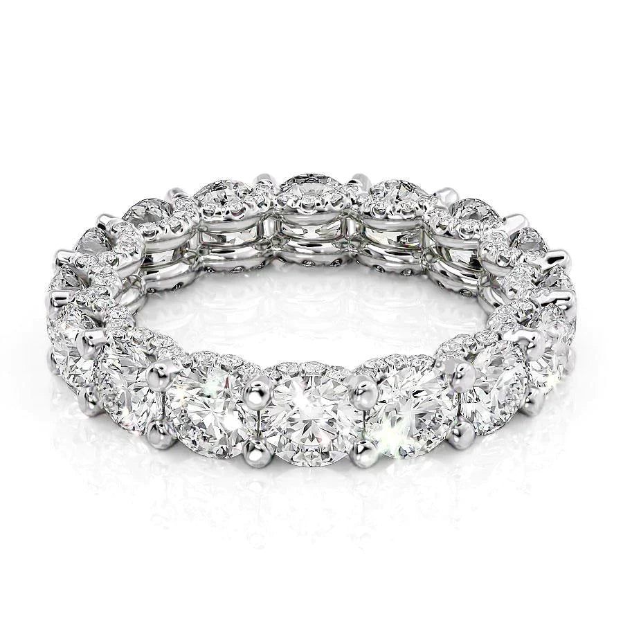 Round Lab Grown Diamond U Pave Prong Eternity band, EF Color, VS Clarity, IGI Certified Ring