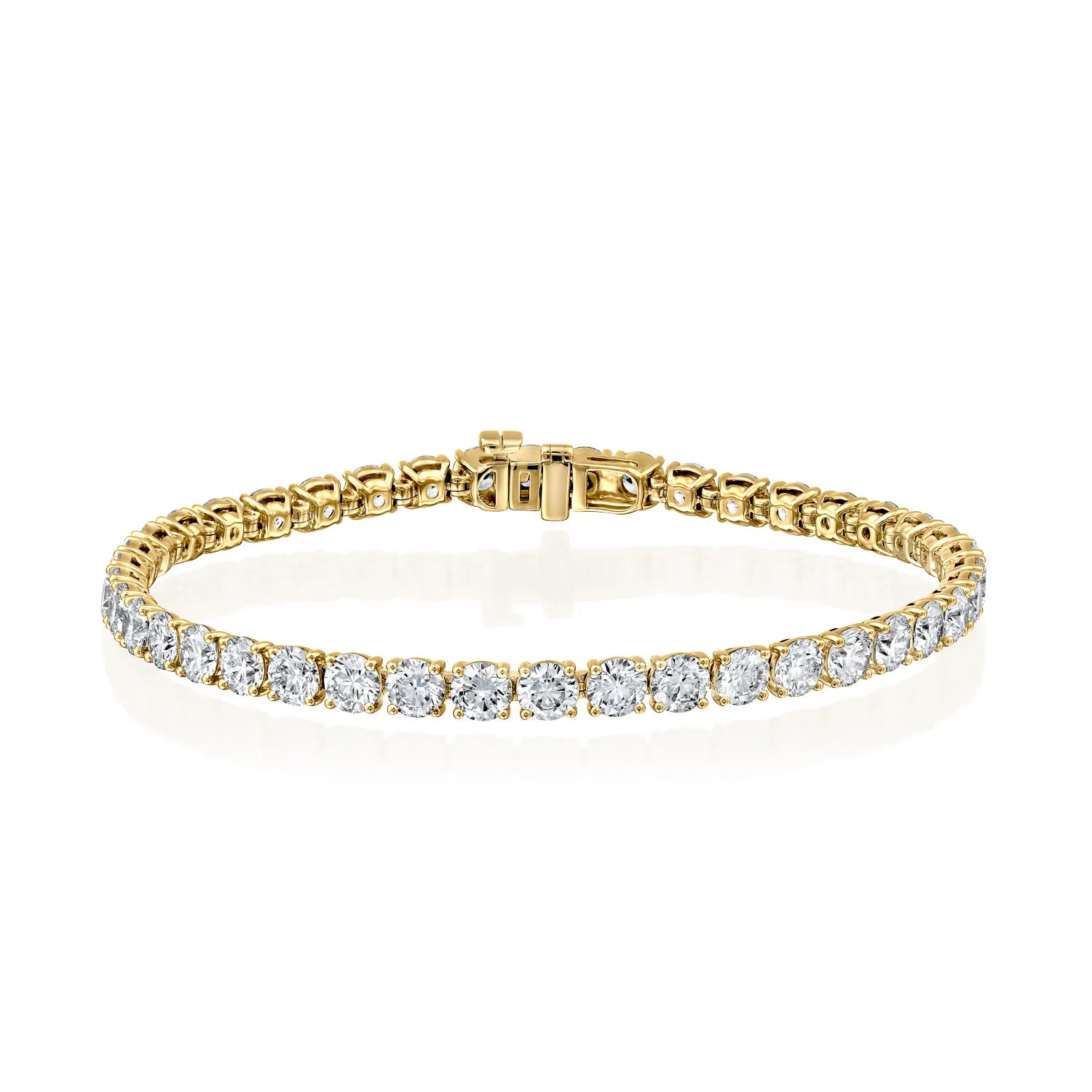 yellow :: 13 carat round lab grown diamond tennis bracelet IGI certified
