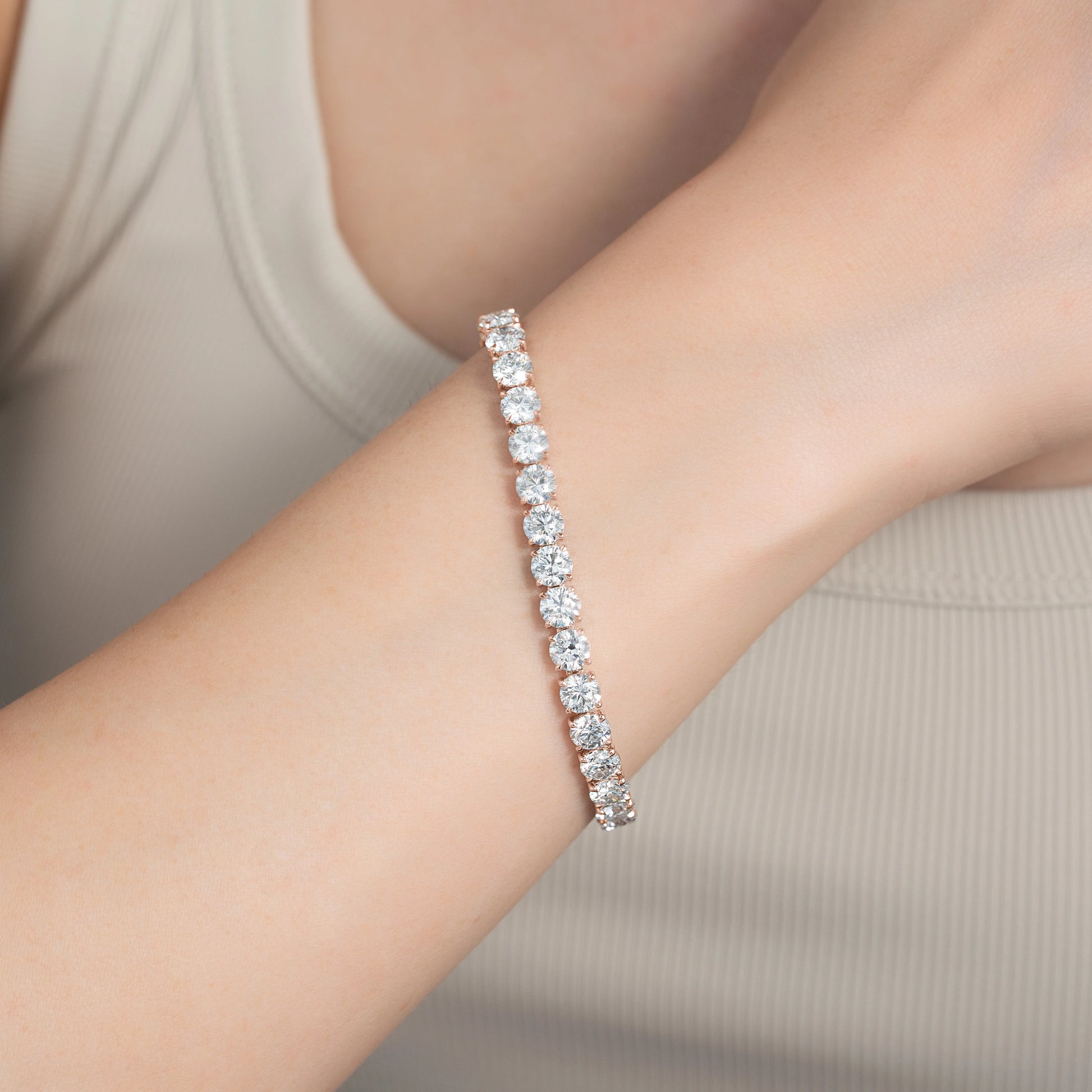 rose :: 16.5ct luxury lab grown diamond tennis bracelet for women
