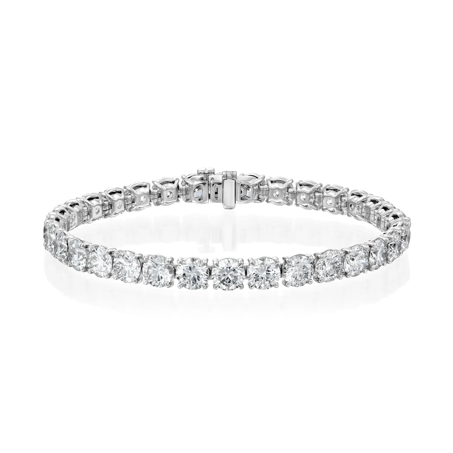 white :: 16.5 carat round lab grown diamond tennis bracelet IGI certified
