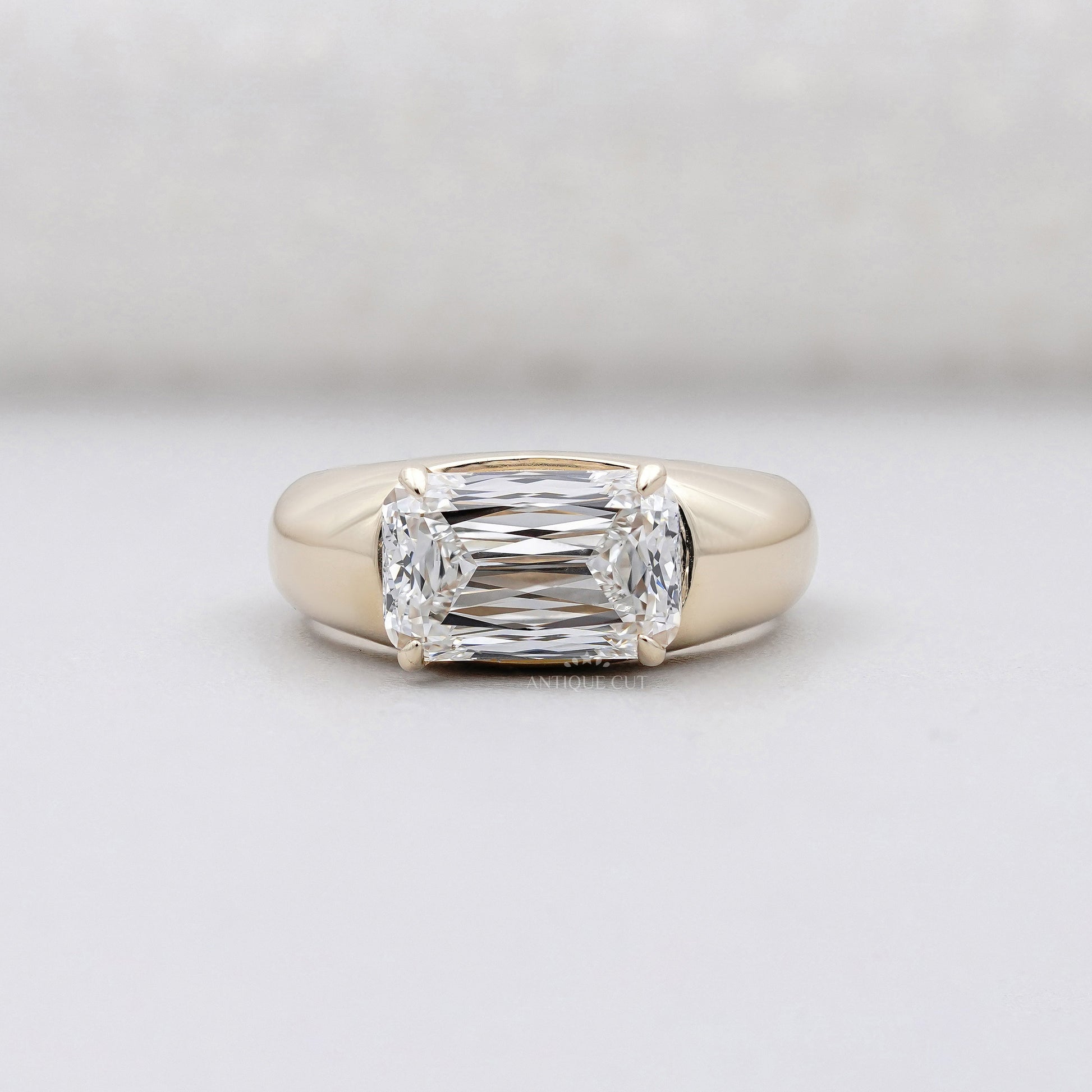 3.00ct Cushion Cut Engagement Ring • Gold Cushion Solitaire • Modern 3ct Cushion Bridal Ring • Timeless Gold Engagement Ring