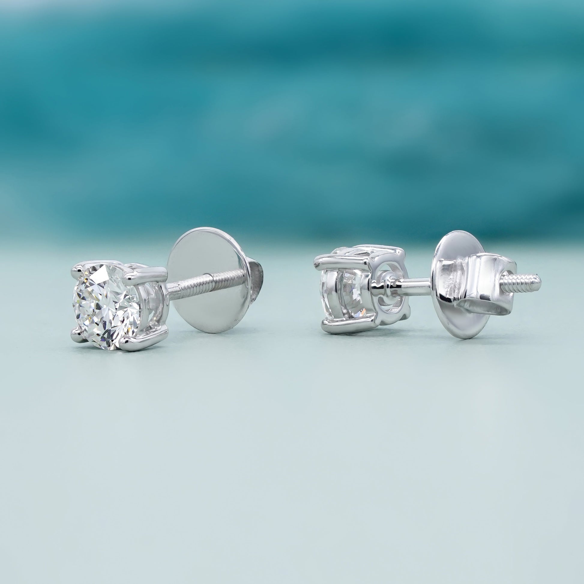 1.00tcw Round Lab Grown Diamond Stud Earrings | White Gold | D-E-F Color, VVS-VS Clarity | IGI Certified | Everyday Luxury Earrings