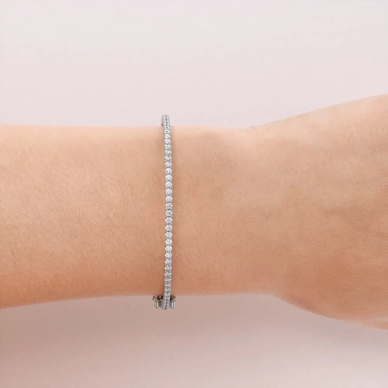 Round Lab Grown Diamond Eternity Bangle Bracelet, EF Color,VS Clarity ,IGI Certificate