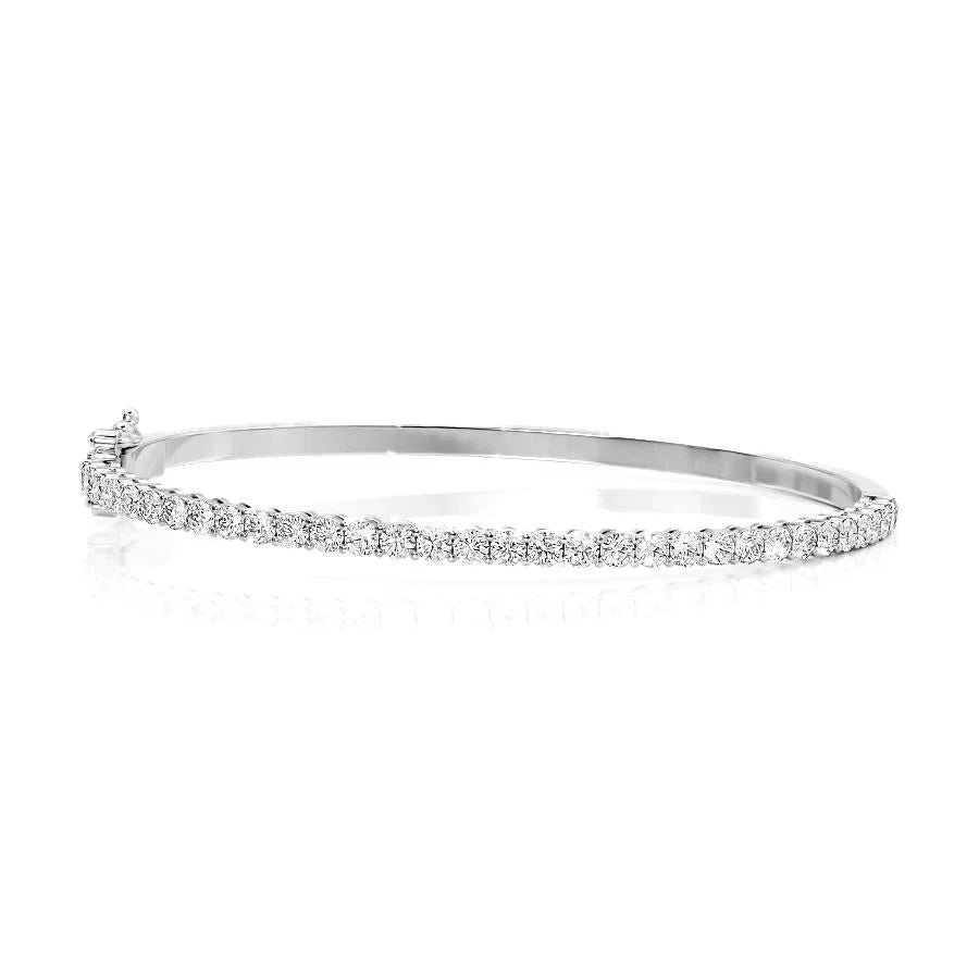 Round Lab Grown Diamond Eternity Bangle Bracelet, EF Color,VS Clarity ,IGI Certificate