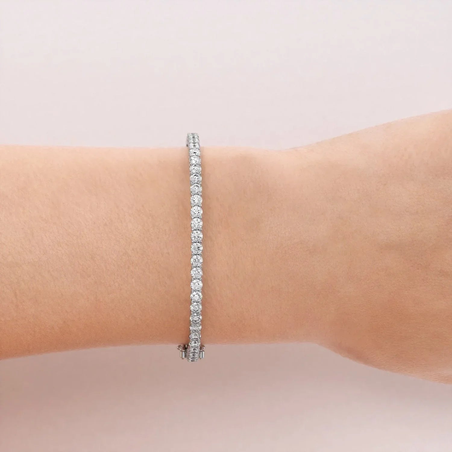 Round Lab Grown Diamond Eternity Bangle Bracelet, EF Color,VS Clarity ,IGI Certificate