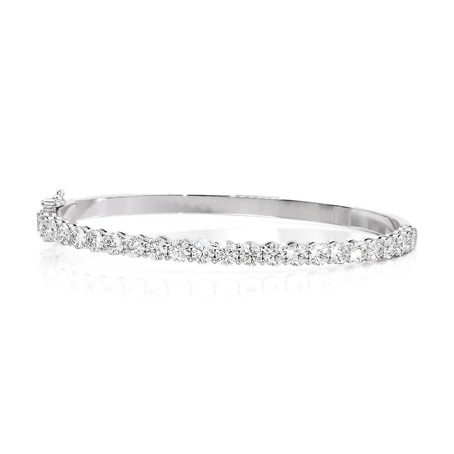 Round Lab Grown Diamond Eternity Bangle Bracelet, EF Color,VS Clarity ,IGI Certificate