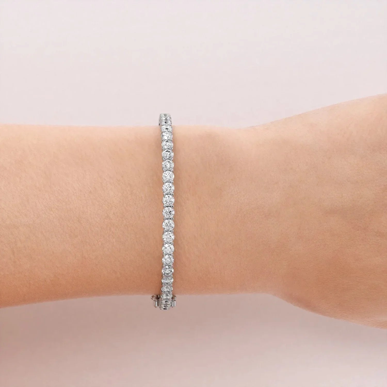 Round Lab Grown Diamond Eternity Bangle Bracelet, EF Color,VS Clarity ,IGI Certificate