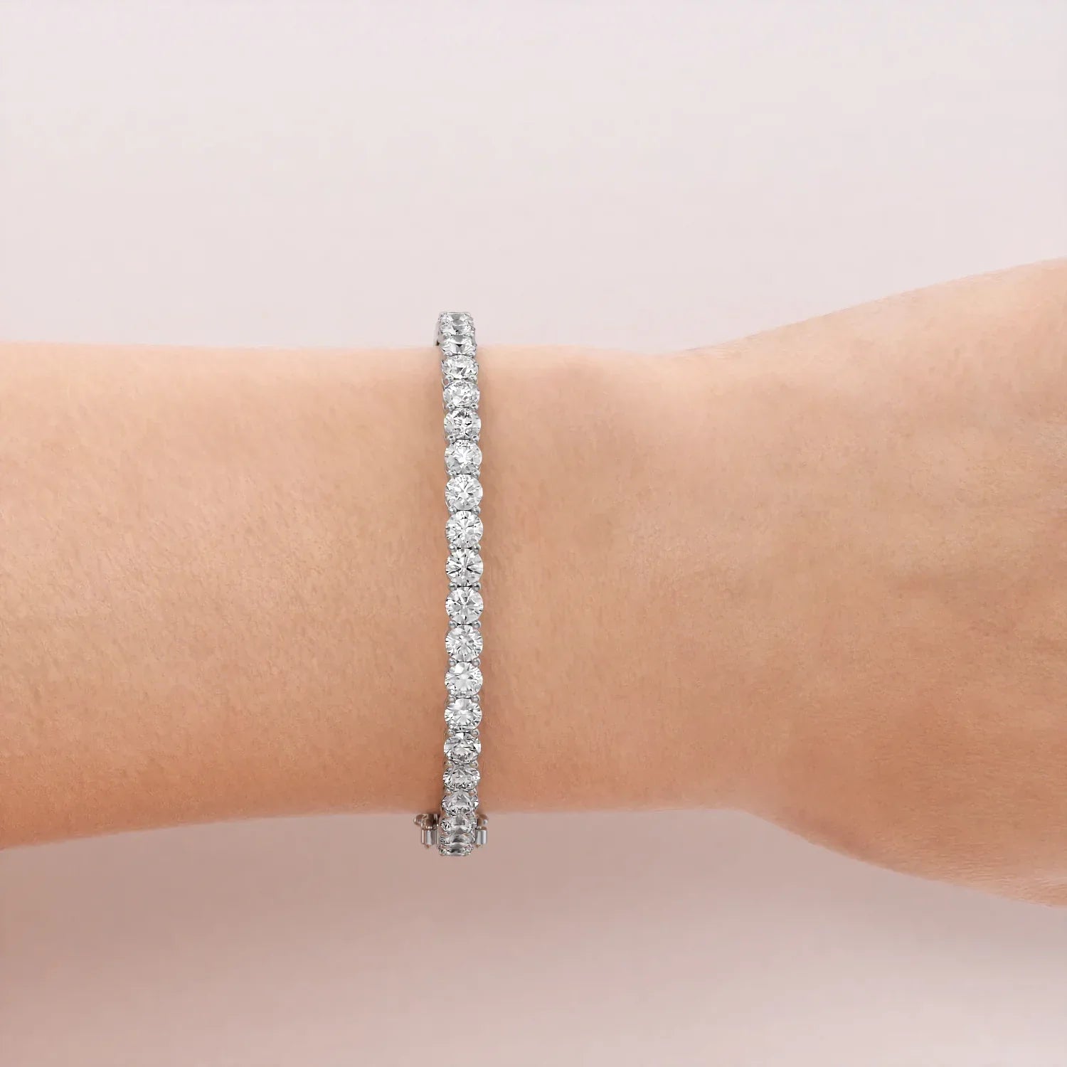 Round Lab Grown Diamond Eternity Bangle Bracelet, EF Color,VS Clarity ,IGI Certificate