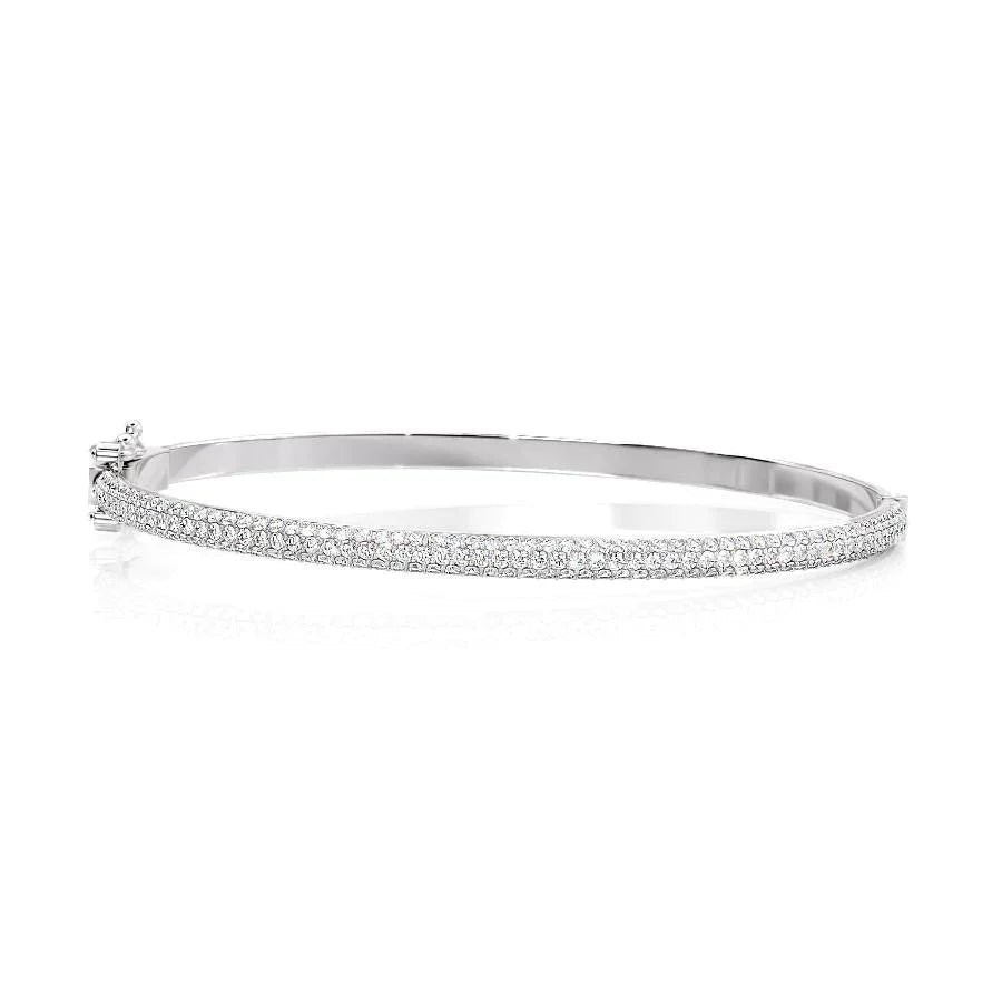 Round Lab-Grown Diamond 3 Row Bombe Bangle, EF Color, VS Clarity, IGI Certified