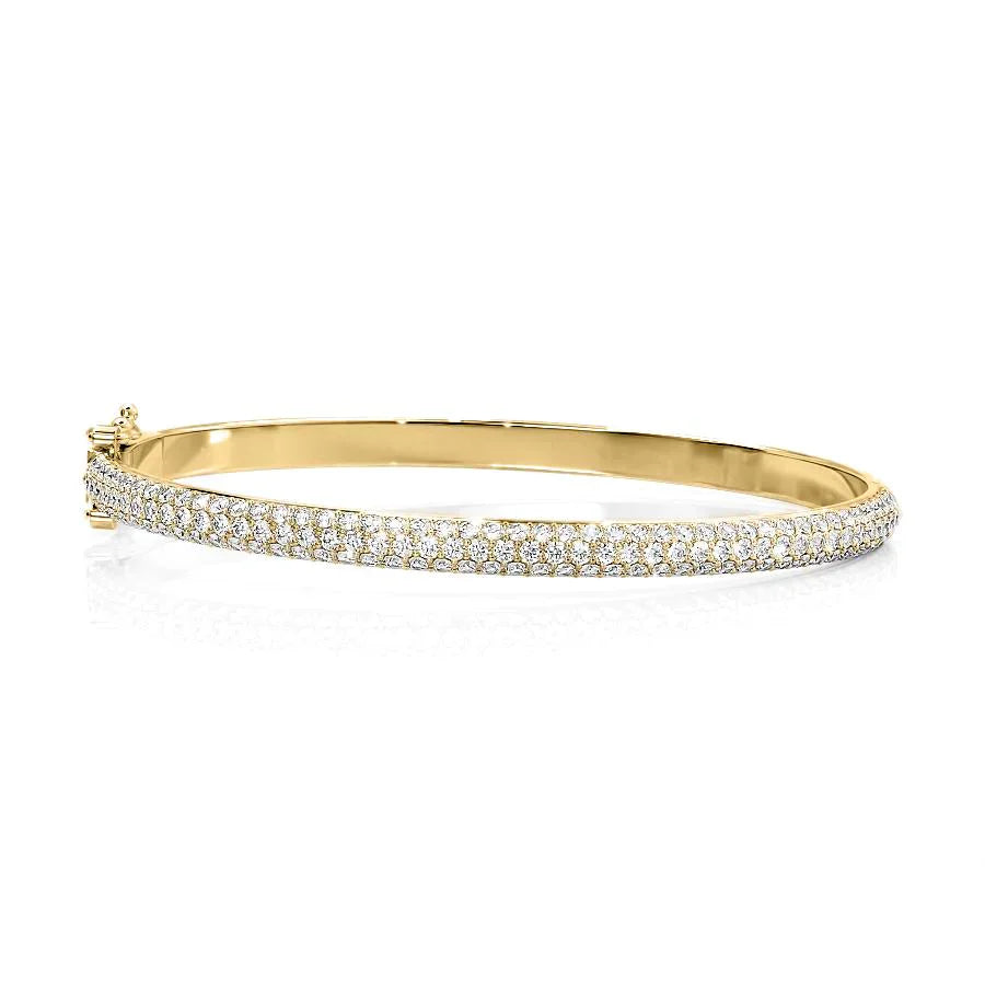 Round Lab-Grown Diamond 3 Row Bombe Bangle, EF Color, VS Clarity, IGI Certified