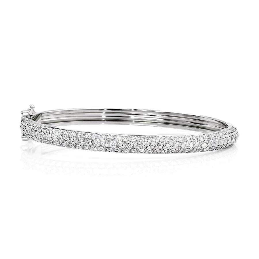 Round Lab-Grown Diamond 3 Row Bombe Bangle, EF Color, VS Clarity, IGI Certified