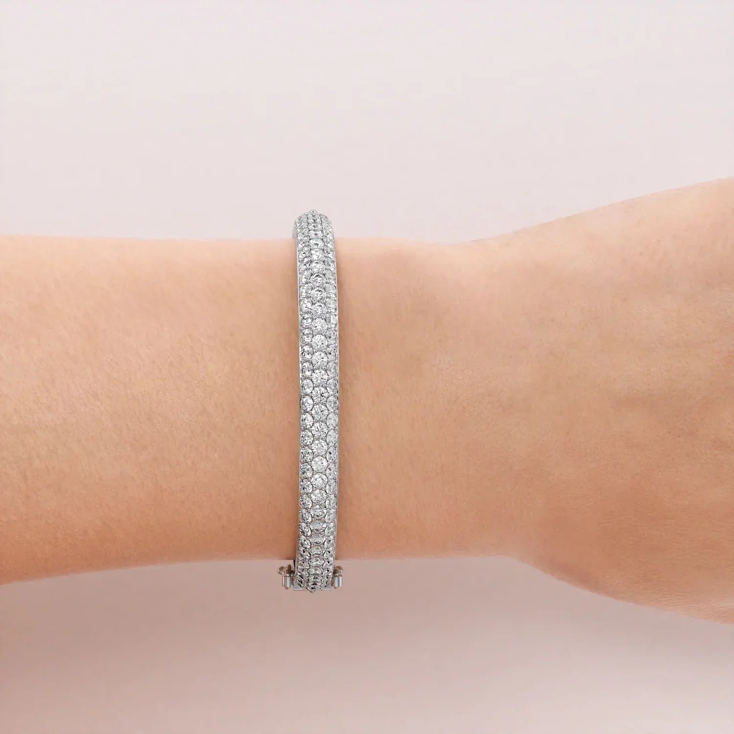 Round Lab-Grown Diamond 3 Row Bombe Bangle, EF Color, VS Clarity, IGI Certified