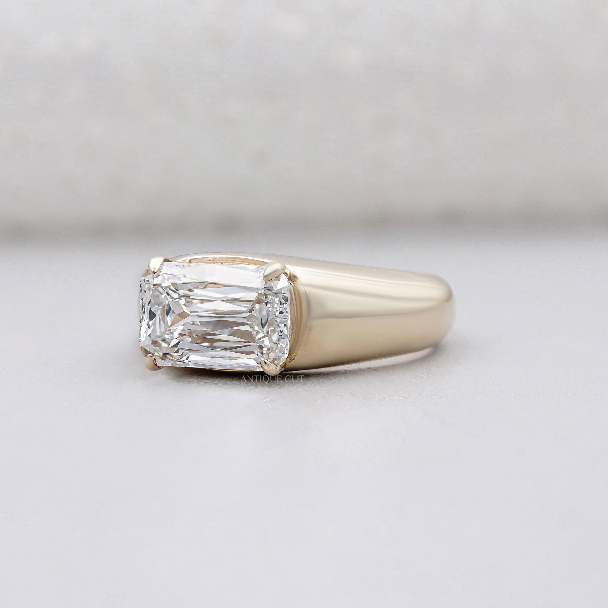 3.00ct Cushion Cut Engagement Ring • Gold Cushion Solitaire • Modern 3ct Cushion Bridal Ring • Timeless Gold Engagement Ring