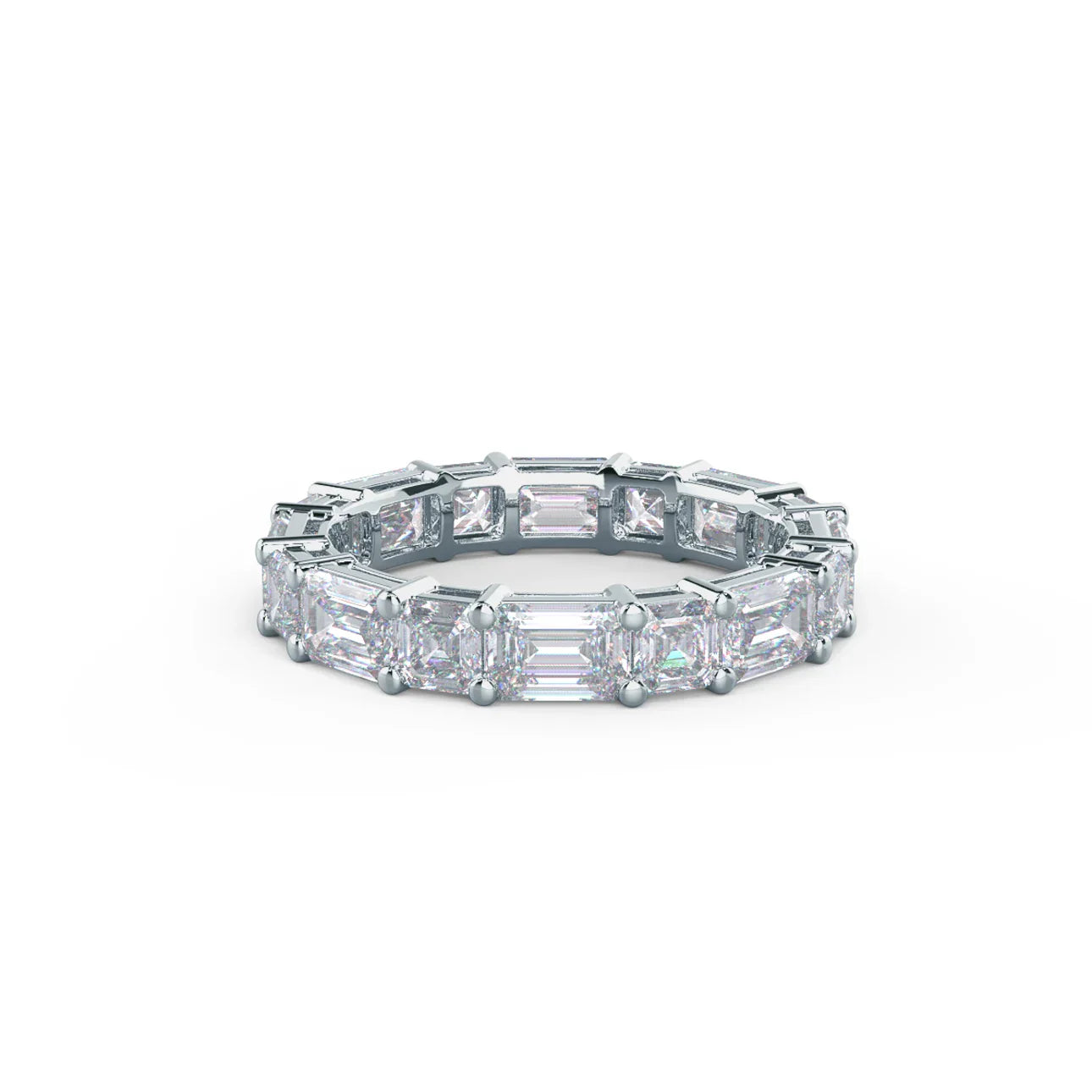 Emerald And Asscher Diamond East-West Eternity Band, EF Color, VS Clarity, IGI Certified