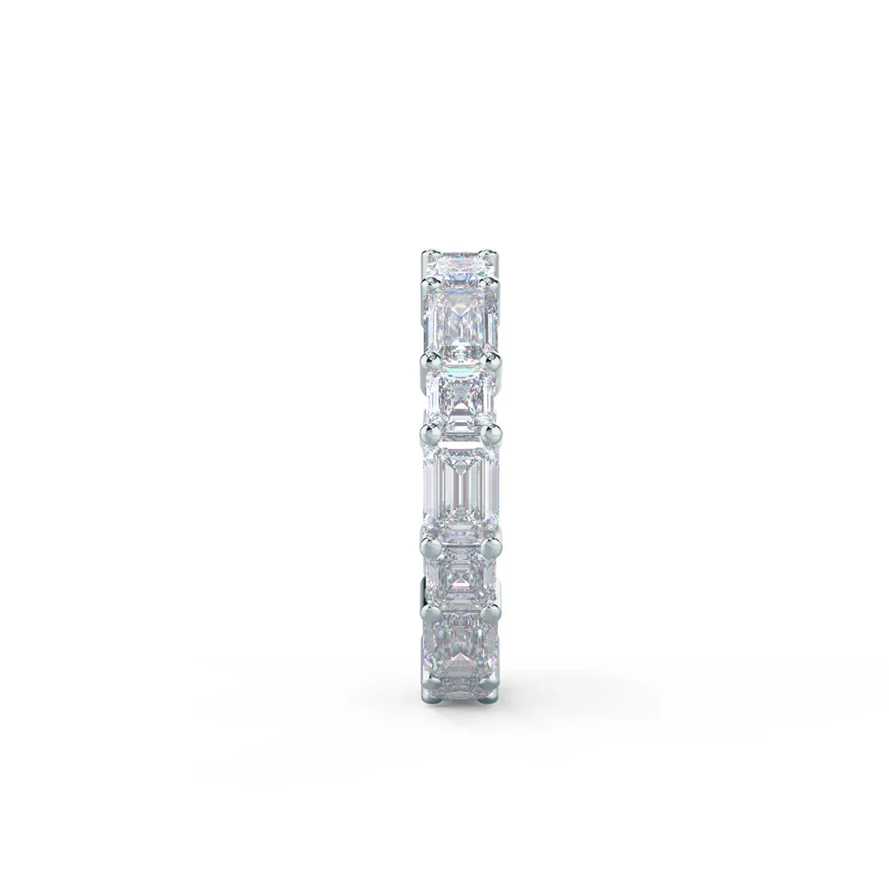 Emerald And Asscher Diamond East-West Eternity Band, EF Color, VS Clarity, IGI Certified