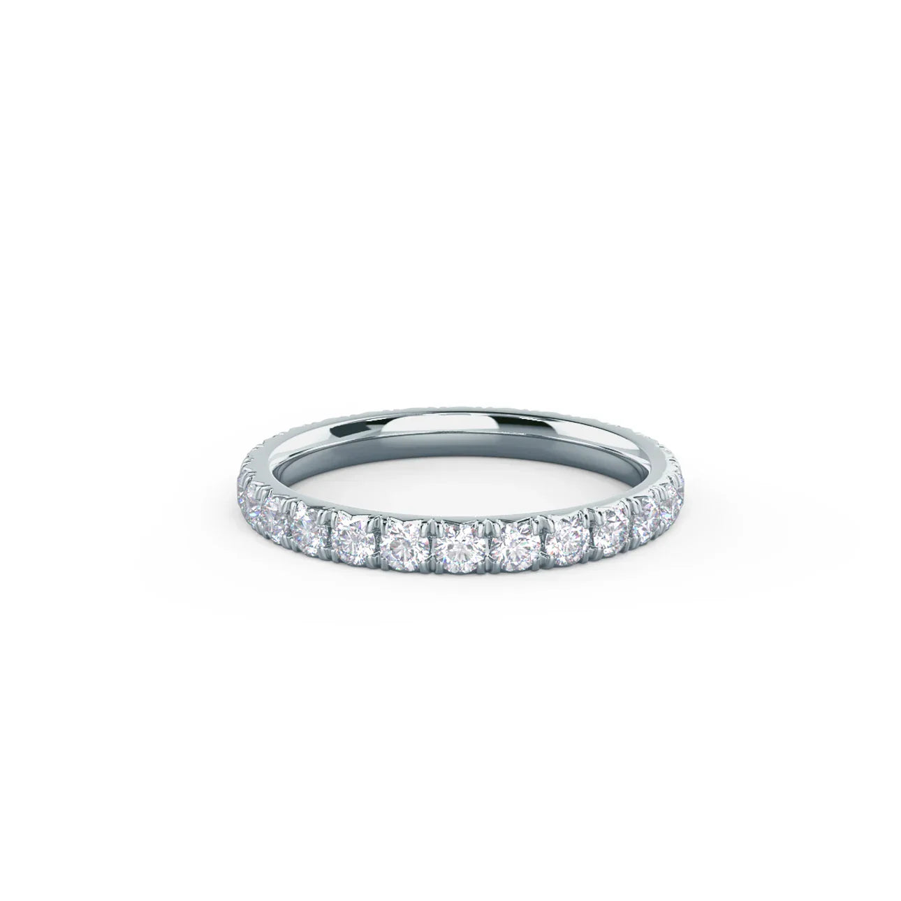 Round Lab Grown Diamond , French Pave Eternity Band , EF Color , VS Clarity , IGI Certificate