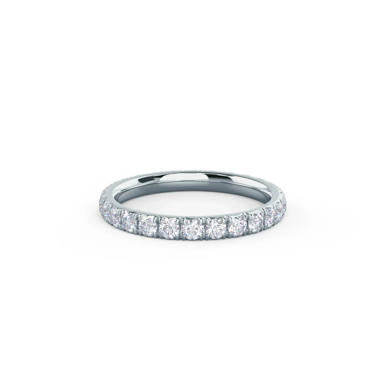 Round Lab Grown Diamond , French Pave Eternity Band , EF Color , VS Clarity , IGI Certificate