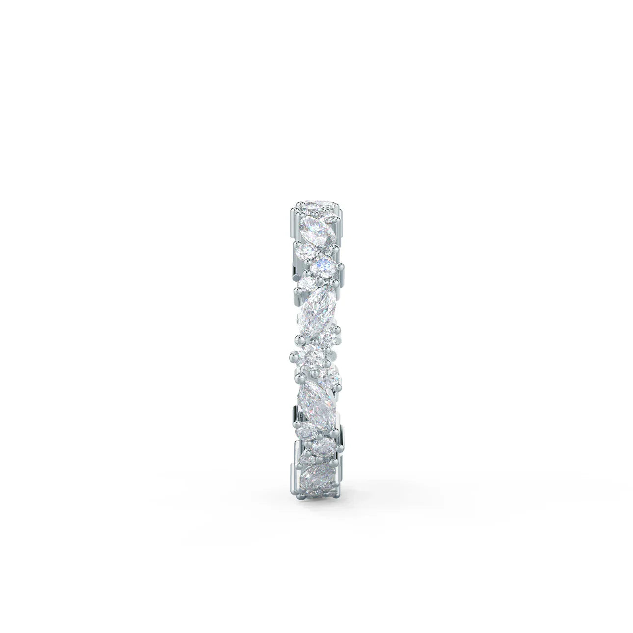 Marquise And Round Lab Grown Diamond Jessica Eternity Band , EF Color , VS Clarity , IGI Certificate