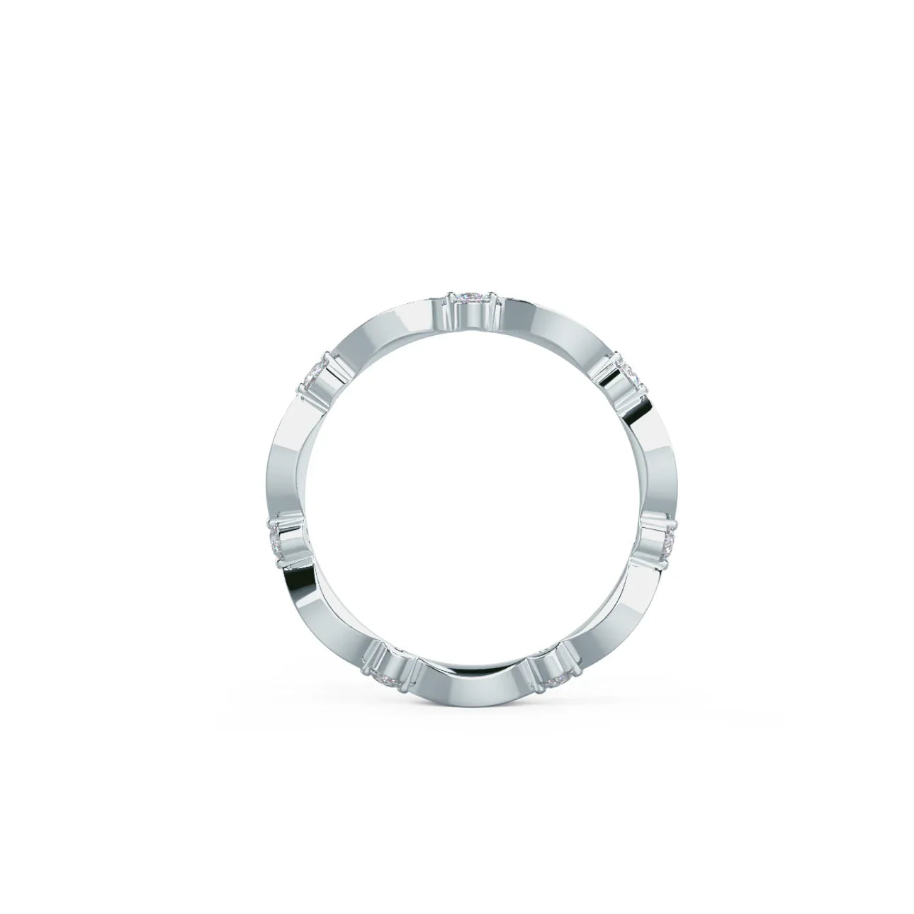 Round Lab Grown Diamond Leaf Eternity Band, EF Color, VS Clarity - IGI Certificate