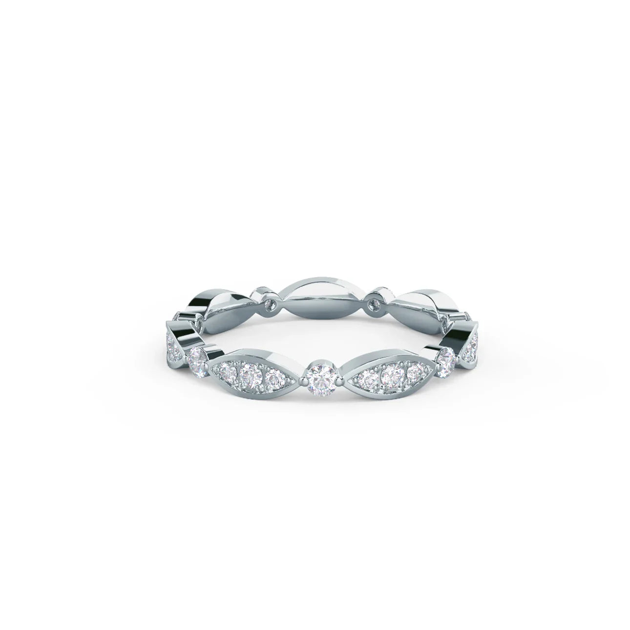 Round Lab Grown Diamond Leaf Eternity Band, EF Color, VS Clarity - IGI Certificate