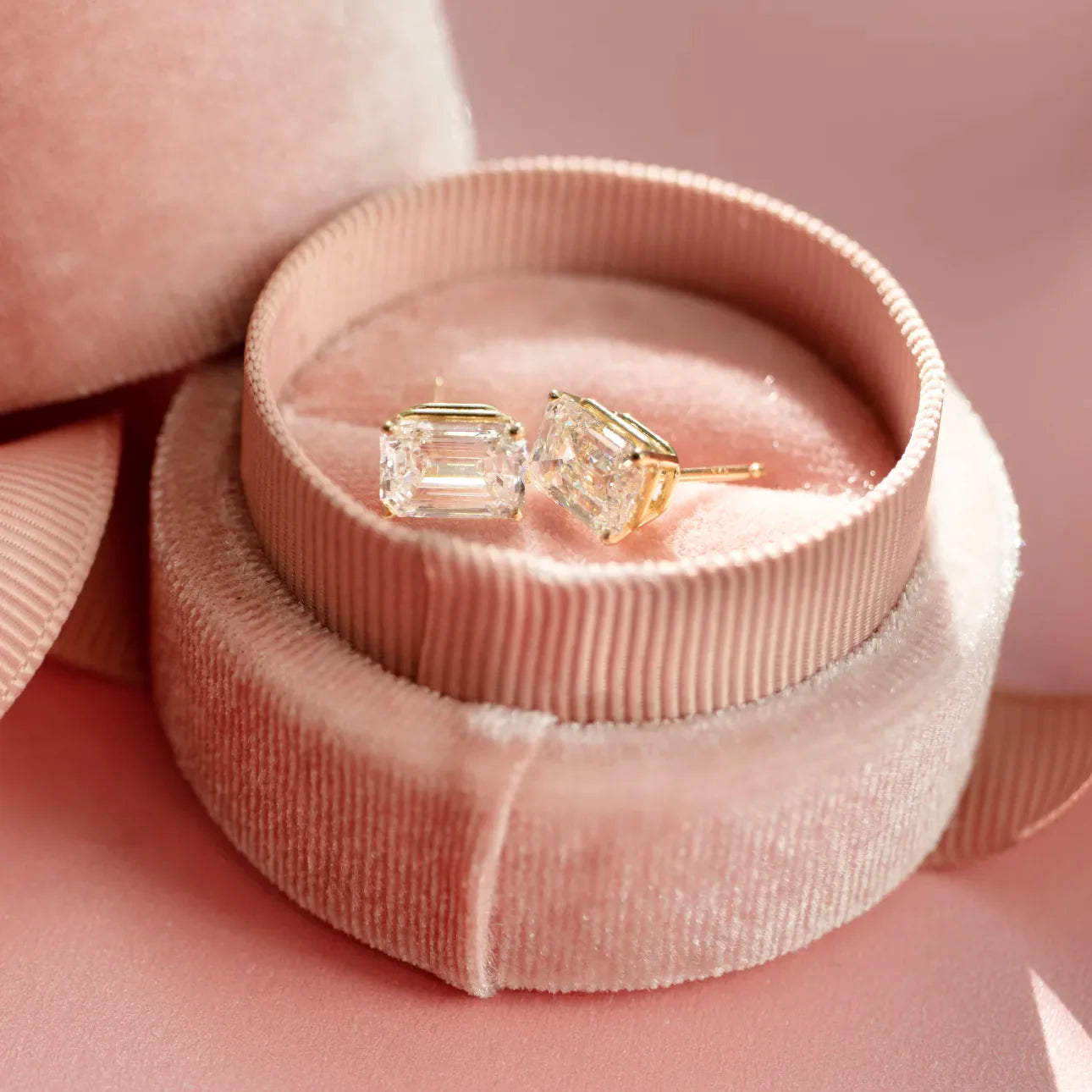 Emerald Lab Grown Diamond Stud Solitaire Earrings, EF Color, VS Clarity, IGI Certified