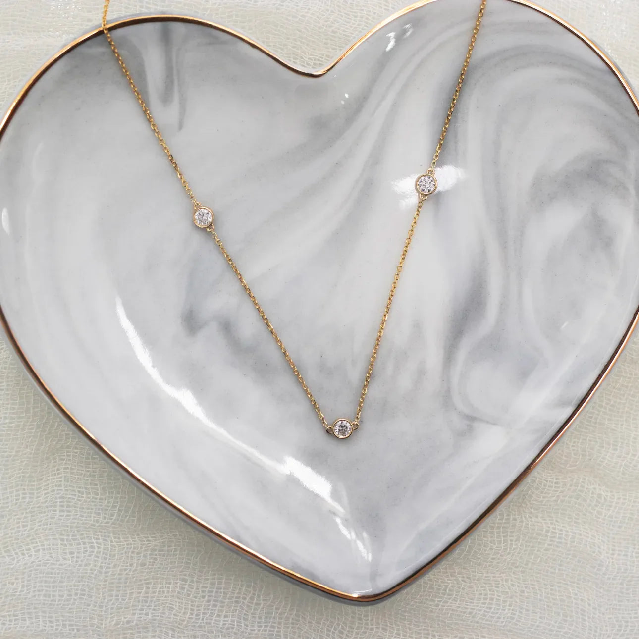 Round Lab Grown Diamond Triple Diamond Bezel Floating Cosmopolitan Necklace, EF Color, VS Clarity, IGI Certified