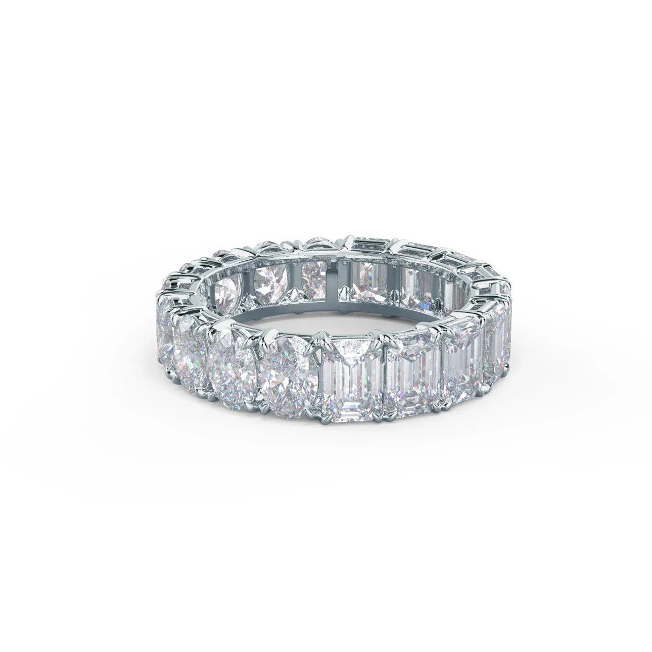 Oval And Emerald Lab Grown Diamond Half and Half Eternity Band , EF Color , VS Clarity , IGI Certificate