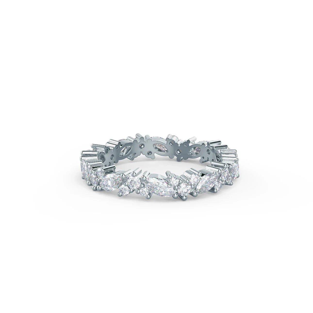 Marquise And Round Lab Grown Diamond Jessica Eternity Band , EF Color , VS Clarity , IGI Certificate